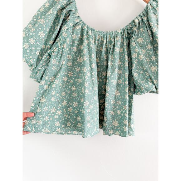 Tuckernuck | Hyacinth House Emmy Blouse in Green Floral | Sz M - Picture 4 of 10